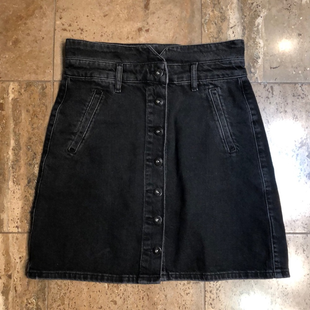 Anthropologie black denim mini skirt